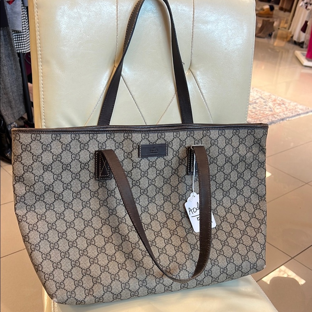 Gucci Brown Monogram Tote Bag